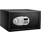 Amazon Basics Security Safe with Digital Keypad, Protects Money, Jewelry, ID Documents, 28 L, 43 cm x 37 cm x 23 cm, Black