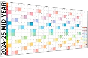 HAMBLI Planificateur mural scolaire 2024/2025 - Planning mural mi-année 2024-2025 - Planificateur pour enseignant 2024-2025 - 14 mois - Pour bureau, université, école, école - Calendrier académique 2024/25 -