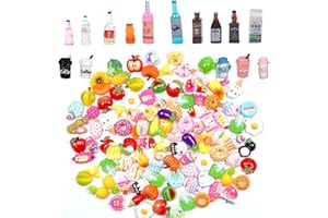 HJYZY Lot de 120 aliments mixtes en résine pour poupée, cuisine, jeu de simulation, mini nourriture, décoration de gâteau
