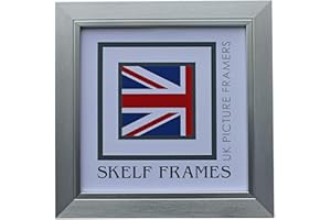Skelf Frames 8 x 8 Inches Square Picture Photo Frame in Brushed Silver with Silver Inlay with Glass Hand made in Yorkshire (Multiple Sizes)