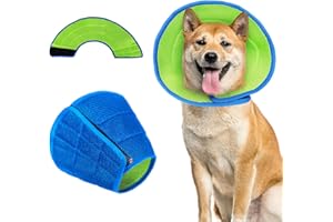 DINGBIU Recovery Collars for Dogs, Dog Cone Collar After Surgery, Anti- Bite, Adjustable Soft Elizabethan Cone Collars with Breathable Mesh for Dog and Cat (Green+Blue, L-Neck:38-44cm/14.9-17.3in)