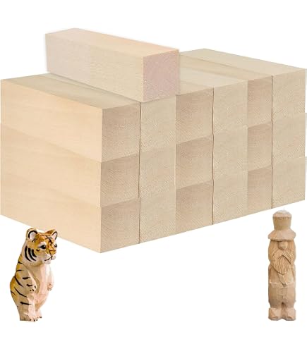 Legno Morbido Per Principianti TOKERD 4 Pezzi Intaglio Del Blocco Di Legno Grand Incompiuto Kit Intaglio Per Principianti