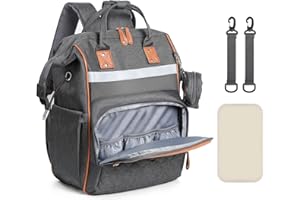 Romon Borsa Zaino Fasciatoio, Zainetto Fasciatoio Grande Multifunzione Borsa Cambio Neonato Mamma Bebè Borsa Fasciatoio Da Viaggio con Fasciatoio Portatile e Cinturini per Passeggino, per Mamma Papà