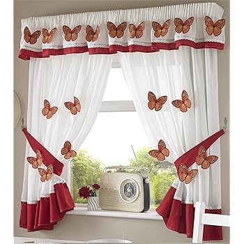 Amazon.de: Küchenvorhänge Äpfel Und Birnen Grün Rot Gingham Breite 167