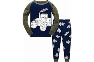 Popshion Boys Pyjamas Dinosaur Glow in the Dark Cotton Pjs Sets Toddler Long Sleeve Sleepwear 2 Piece Christmas Nightwear 2-10 Years