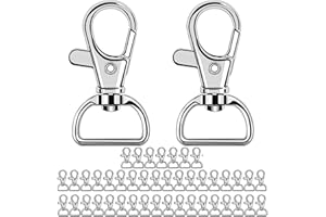 RUBY 45 Piezas Llaveros Mosquetones Pequeños Llavero Giratorio con Anilla en D, Mosquetones para Bolsos, Cordel, Joyas, Carteras Proyectos Costura y Manualidades DIY