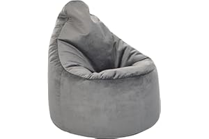 Loft 25 Capriccio Velvet Bean Bag Chair | Indoor Home Living Room Premium BeanBag Seat | Ergonomic Design for Body Support | Durable & Comfortable (Slate, Bean Bag)
