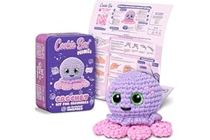 Cookie Box Crochet Kit for Beginners – Gift Set to Make Octopus Octavia Amigurumi Plushie – Easy DIY Crochet & Knitting Starter Kit with Printed Instructions & Step-by-Step Video Tutorial