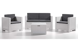 Bica 9017 Set Salottino Colorado 4 Posti 119x64x57 cm, Bianco, 279x155x64 cm