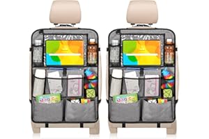 Enloffi 2 PCS Organizadores para Coche Impermeable Protectores de Asiento para Coche Organizador Asiento Coche con 10 Bolsillos Organizador Asiento Trasero Niños para Tablet iPad Pararse, Gris