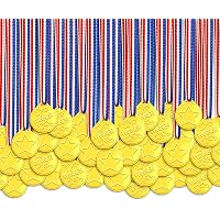 Lot De 40 Médailles Dorées En Plastique Avec Ruban - Récompenses Pour Enfants, école, Compétitions, Fêtes