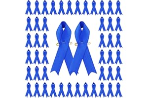 CRAFFANCY Lot de 100 épingles à nourrice en Ruban de Satin Bleu - pour la Sensibilisation au Cancer du côlon - pour Homme ou Femme