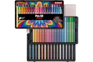 STABILO Pen 68 - Pennarello Premium - ARTY - Scatola in Metallo da 40 - Colori Assortiti