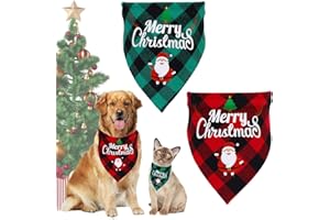 HORUILI Bandana per Cani di Natale, 2 Pezzi Bandana Cane, Animale Domestico Sciarpe con Triangolo, Decorazione Accessoria Slobber per Animali Domestici a Triangolo a Scacchi