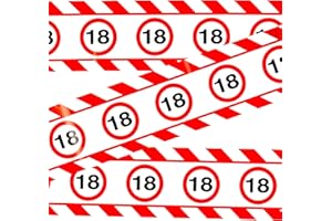 Tiwoca 18 Geburtstag Deko – lustiges Absperrband rot weiß mit Verkehrszeichen als originelle und witzige Geburtstagsdeko für einen gelungenen 18. Geburtstag Junge oder Mädchen