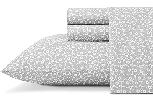 Marimekko - Full Sheets, Cotton Percale Bedding Set, Crisp & Cool Home Decor (Pikkuinen Unikko Grey, Full)