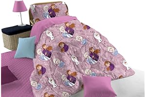 HERMET Frozen Disney, Trapunta Piumone Invernale Singolo, 1 Piazza, Rosa, In Cotone, Marvel, Cm.170x260, Letto Cameretta