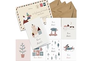 the lazy panda card company Set di 30 biglietti di Natale con busta - in italiano - A6 pieghevoli Biglietti di auguri natalizi