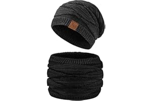 ANSUG Męskie czapki zimowe szalik 2 zestaw, dzianinowa czapka męski szalik ocieplacz na szyję wielofunkcyjny outdoorowy narciarstwo codzienne noszenie