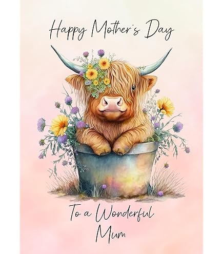 Novatique Highland Cow Wall Art Cow With Flowers Picture - View #3