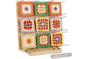 Coopay Granny Square Tensor grande, 29 x 29 cm, tabla de bloqueo de ganchillo, con 30 pasadores de acero inoxidable y base estriada, tabla de sujeción de bambú para tensar Granny Squares, tabla de
