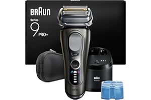 ‎BRAUN Braun Series 9 PRO+ Rasierer Herren Elektrisch, 5+1 Ultradünne Klingen, Elektrorasierer, Rasierapparat mit 60 Min. Akku, Reinigungsstation, Nass- und Trockenrasierer, Made in Germany, 9665cce, Graphit