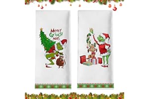 Lets Joy Świąteczne ręczniki kuchenne, 2 szt. Świąteczne ręczniki kuchenne, świąteczne ręczniki kuchenne z miękkiej mikrofibry, świąteczne wzory zestaw ręczników, dekoracja kuchni łazienki 43 x 66 cm