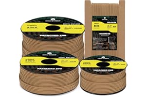 Kamu Synber Paracord 2mm 3 Strands 15M 100% Nylon Rope Type I Parachute Cord for Craft, Outdoor, DIY, Camping | Support 90kg | Coyote Brown