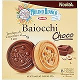 Mulino Bianco Biscotti Baiocchi Choco, Biscotto di Pastafrolla e Tavoletta di Cioccolato al Latte con Nocciole, Ottimi come S