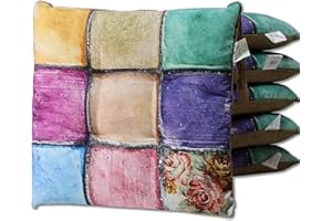 HABITA 33 HOME Cuscini Sedie Cucina Set da 6 (40x40x5cm) Cuscini, Coprisedia Cucina, Cuscini per Sedie Quadrati, Cuscino Sedia con Laccetti Decori Assortiti Trapuntati al Centro (Piastrellato)