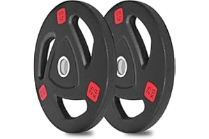 wuuhoo® I Piastre olimpiche Ray 50/51mm in qualità studio I Piastre gommate con anima in acciaio I set di 2 I Pesi per bilanciere con maniglie e boccola in acciaio I nero