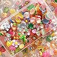 FULUSODO 60pcs Slime Charms Cute Set, Bulk Mixed Resin Charms Set Ornament Scrapbooking (Colorful Bright)
