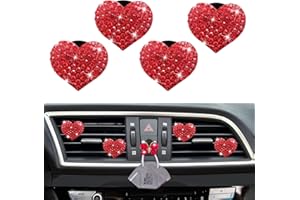 GOWXS 5 Pcs Red hearts Bling Red Lips Air Vent Clips, Heart Shape Crystal Car Air Vent Clip Charms Fresheners for Women Rhinestone Diffuser Vent Clip Cute Car Decor Bling Interior Accessories
