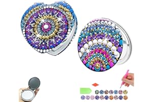 CharySim Kit di 2 specchi fai da te con diamanti artistici, kit per pittura a pois con cristalli con design pieghevole portatile per adulti e mestieri per adulti, forniture artistiche con diamanti,