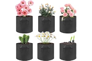 NMM Bolsa de Cultivo De Plantas, 6 Piezas 3 Galones (11.3 L) Bolsa de Plantación de Papas, Bolsas de Tela no Tejida para Plantas con Asas para Tomate, Plantas, Frutas, Verduras y Flores (Negro)