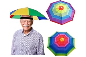 Syhood 3 Stück Regenbogen-Regenschirm-Hüte Camouflage-Angelmütze, Strandschirm, Stirnband