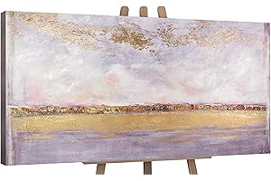 YS - Art Abstract Style Acrylic Painting on Canvas Sunshine Hand-Painted Wall Pictures Living Room Modern Warm Home Decor Pictures Office Real Artworks Framed 100 x 50 cm