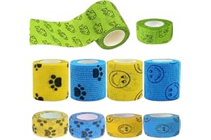 BDSHUNBF 10 Rotoli Benda Elastica Autoadesiva, Bendaggio per Animali Domestici, Bendaggio Garza Coesiva Colorata Bende, Pet Vet Wrap, Autoadesiva Traspirante Primo Soccorso