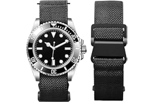 BINLUN Elástico Nylon Correa Reloj Marina Nacional Cierre de Gancho Correa para Reloj Calidad Alta con Hebilla Negra Plateada para Hombre Mujer 18/20/22mm