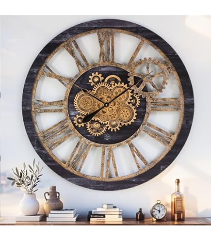 Wandklok met Draaiende Tandwielen (Open) KOpen | Klokken