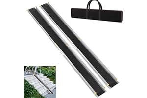 YRHome Rampa telescopica per sedia a rotelle, 122-213 cm, regolabile, antiscivolo e portatile, portata fino a 300 kg, per sedie a rotelle manuali, rampa in alluminio per scale e soglie