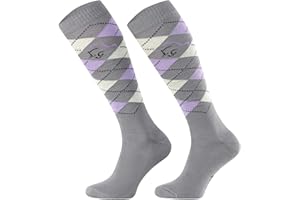 TODO Comodo STPDJ Calze Equitazione Donna, Uomo, Bambina | Calzini da Equitazione Ragazza Ragazzo a Scacchi Lunge in Cotone