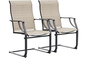 Amopatio Garden Chairs of 2, High-back Chair Metal, Dining Chairs Weatherproof for Outdoors, Terrace, Balcony, Brown