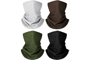 Geyoga 4 Pcs Kids Neck Warmer Toddler Fleece Neck Gaiter Adjustable Winter Scarf Ski Mask for Boys and Girls