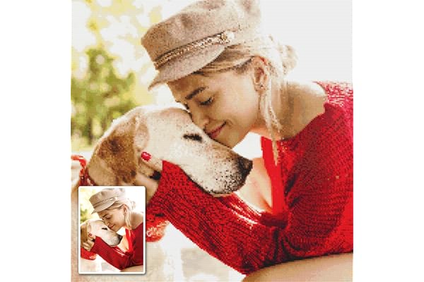 DPDP Diamond Painting Personnalisé Photo - Custom 5D Broderie Diamant Peinture Kit, Full Drill Peintures Photos Arts Cadeau Fête des Pères Mur Décor 30x40 cm