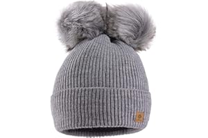 MFAZ Morefaz Ltd Mujer Gorro de Invierno Beanie Sombrero De Invierno Doble Pompón Esquí de Moda