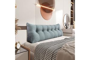 ‎JOHNEAR Johnear Rückenkissen Keilkissen Bett Lesekissen，Rückenlehne Kissen für Sofa Lendenkissen Bettkopfteil, Großes Dreieckige Bettkeil Bücherkissen Stützkissen (Grau，180cm)