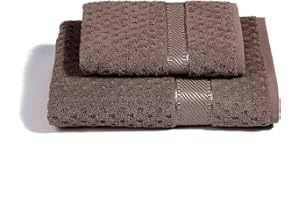 Caleffi - Set Asciugamani Bagno Viso e Bidet Morbida Spugna 100% Cotone Jacquard, 1 Asciugamano Viso 60x110 cm + 1 Asciugamano Bidet Ospite 40x60 cm Assorbenti Resistenti a Lavaggi Frequenti, Durevoli