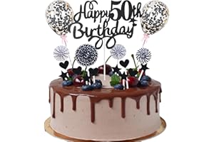 CNROSE Tortendeko 50 Geburtstag Deko Kuchen Topper 50 Kuchen Deko 50 Geburtstag Mann Happy Birthday 50 Tortendeko 50 Jahre Mann Frau Kuchendeko 50. Geburtstag Mann Schwarz Tortendeko 50. Geburtstag Mann Frau