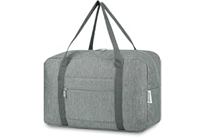 Narwey Sac de Voyage 40x20x25 Ryanair Cabine Bagage Pliable Sac Voyage Bagage Avion Sac de Sport Sac Weekend Femme Homme (Gris)